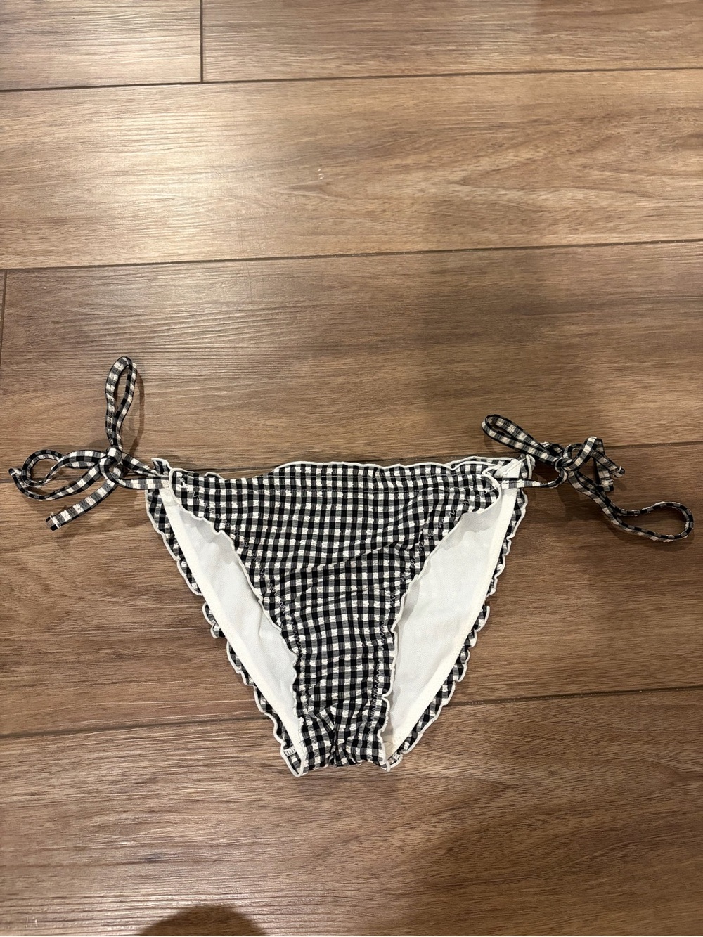 Wild fable black and white gingham print tie bikini bottoms